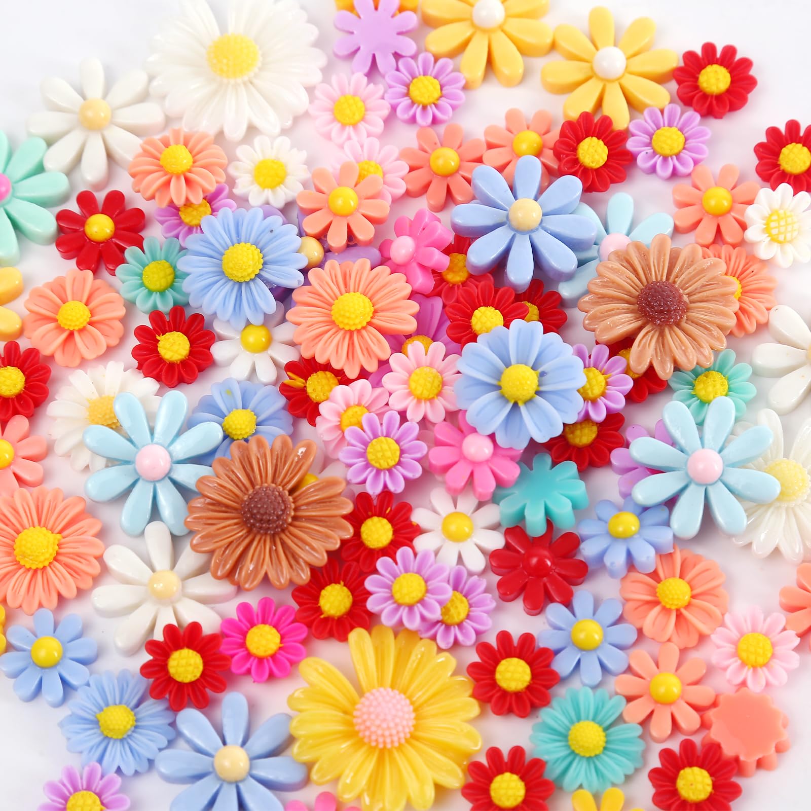 Photo 1 of 100Pcs Random Cute Jelly Embellishrents, Candy Slime Charms Assorted, Cute Flowers, Bulk Mixed Resin Charms Set Scrapbooking Ornament (Multicolor)