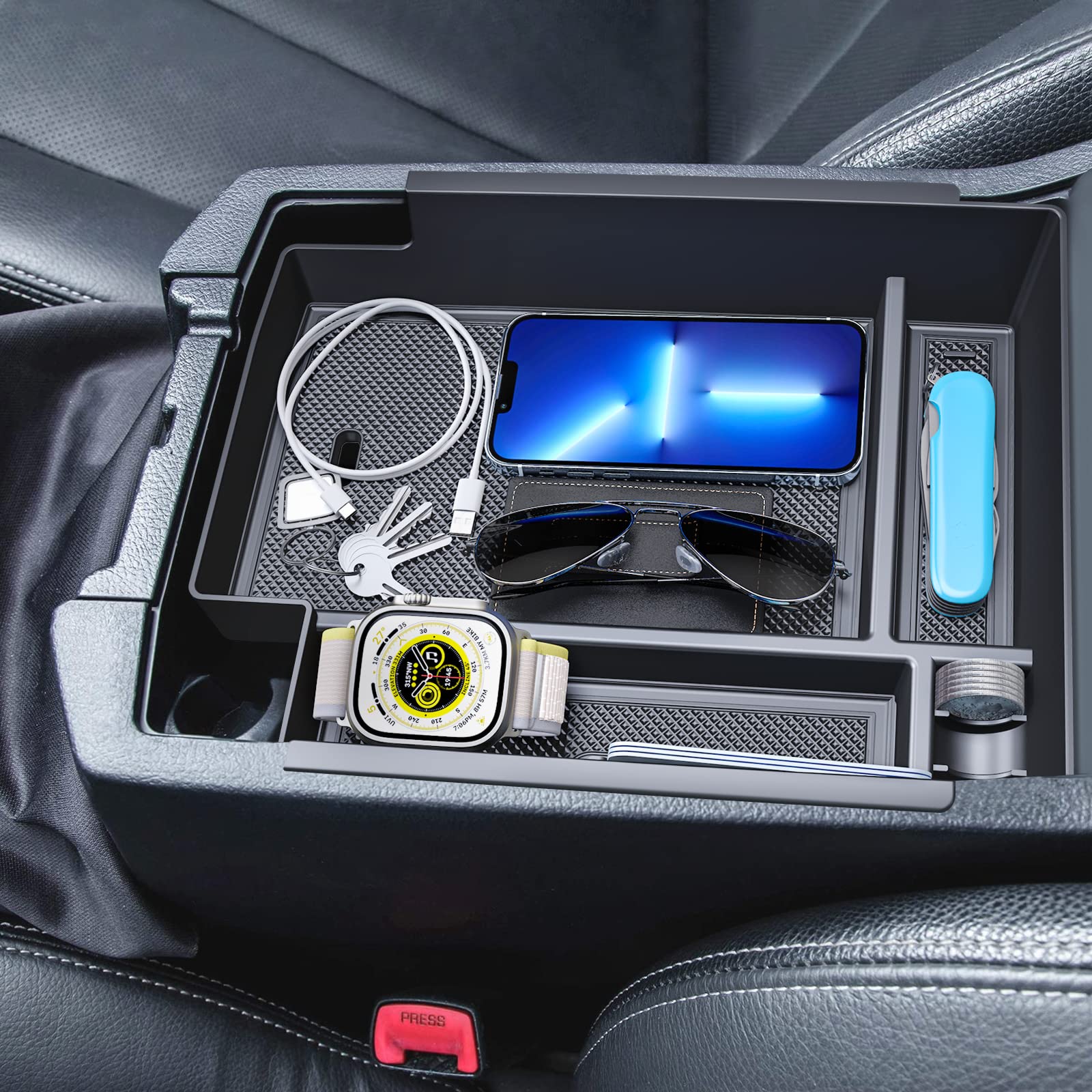 View 1 of DIAMOOKY Upgraded Center Console Organizer for Toyota 4Runner 2024 2023 2022 2021 2020 2019 2018 2017 2016-2010 Full Size Tray Interior Accessories, Insert Armrest Box Secondary Storage ABS Material