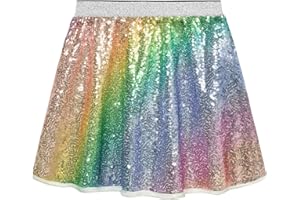 Danna Belle Girls Sequin Skirt Sparkle Mini High Waist Party Tutu Skirts for Girls 5-12Years