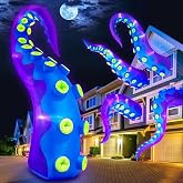 1PCS 14FT Giant Halloween Inflatables Octopus Tentacles, Huge Halloween Decorations Outdoor Build-in LED Lights Vivid Spooky Blow Up Yard Decoration Large Blowups Holiday Lawn Party Yard -Style D