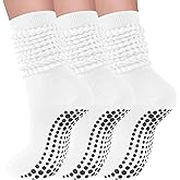 Elapse Space 3 Pairs Grip Pilates Socks for Women Non Slip Long Slouchy Socks for Yoga Barre Workout Hospital