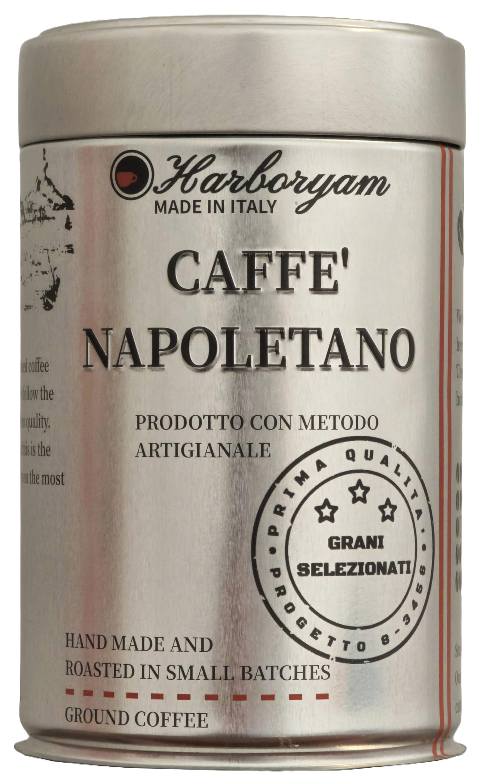 Harboryam ground coffee - Authentic blend Caffè Napoletano 100% Arabica medium roast made in Italy (250g Tin)