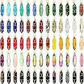 Kigeli 64 Pcs Christmas Hexagonal Natural Crystal Pendant Gemstone Pointed Quartz Stone Pendants Bulk for Necklaces Jewelry Making DIY Craft Women Friends Gift