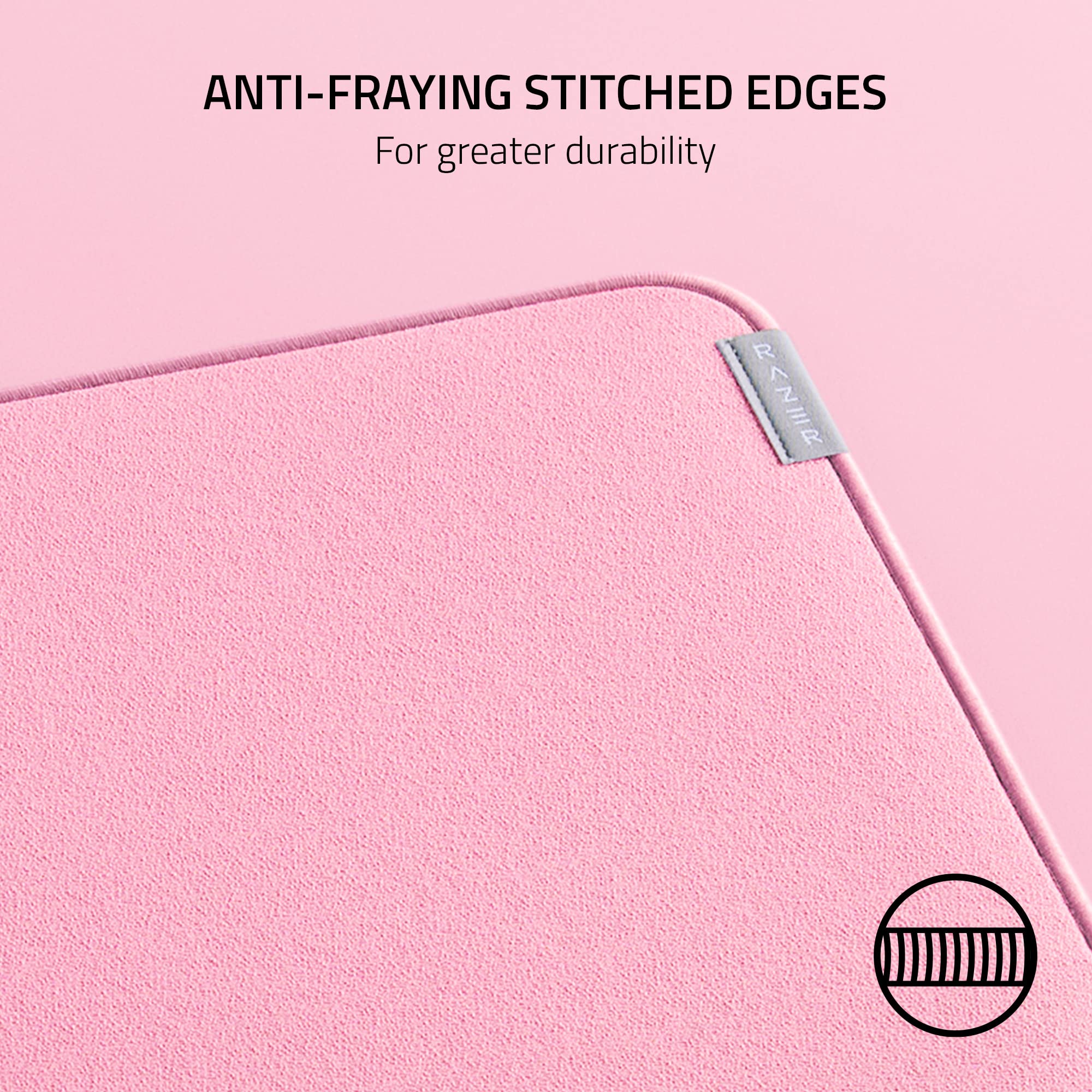 Razer Strider Hybrid Mouse Mat with a Soft Base & Smooth Glide: Firm Gliding Surface - Anti-Slip Base - Rollable & Portable - Anti-Fraying Stitched Edges - Water-Resistant - Large - Quartz Pink