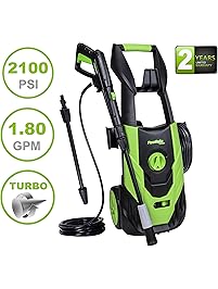 PowRyte Elite 2100PSI 1.8GPM Electric Pressure Washer with Adjustable Spray Nozzle, Extra Turbo Nozzle, Onboard Detergent Tank