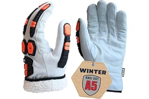 Cestus 5219, Leather Winter Work Gloves, Fleece Insulated for Cold Weather, Waterproof, ANSI A5 Cut-Resistant Impact Gloves