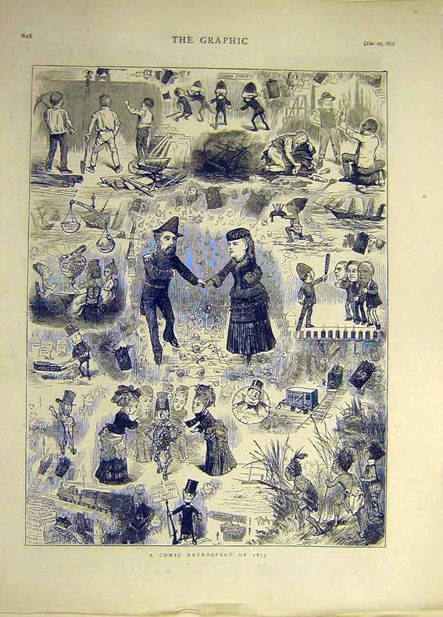 1873 Komische Rückblick-Skizzen-Stimmungs-Druck-Karikatur: Amazon.de