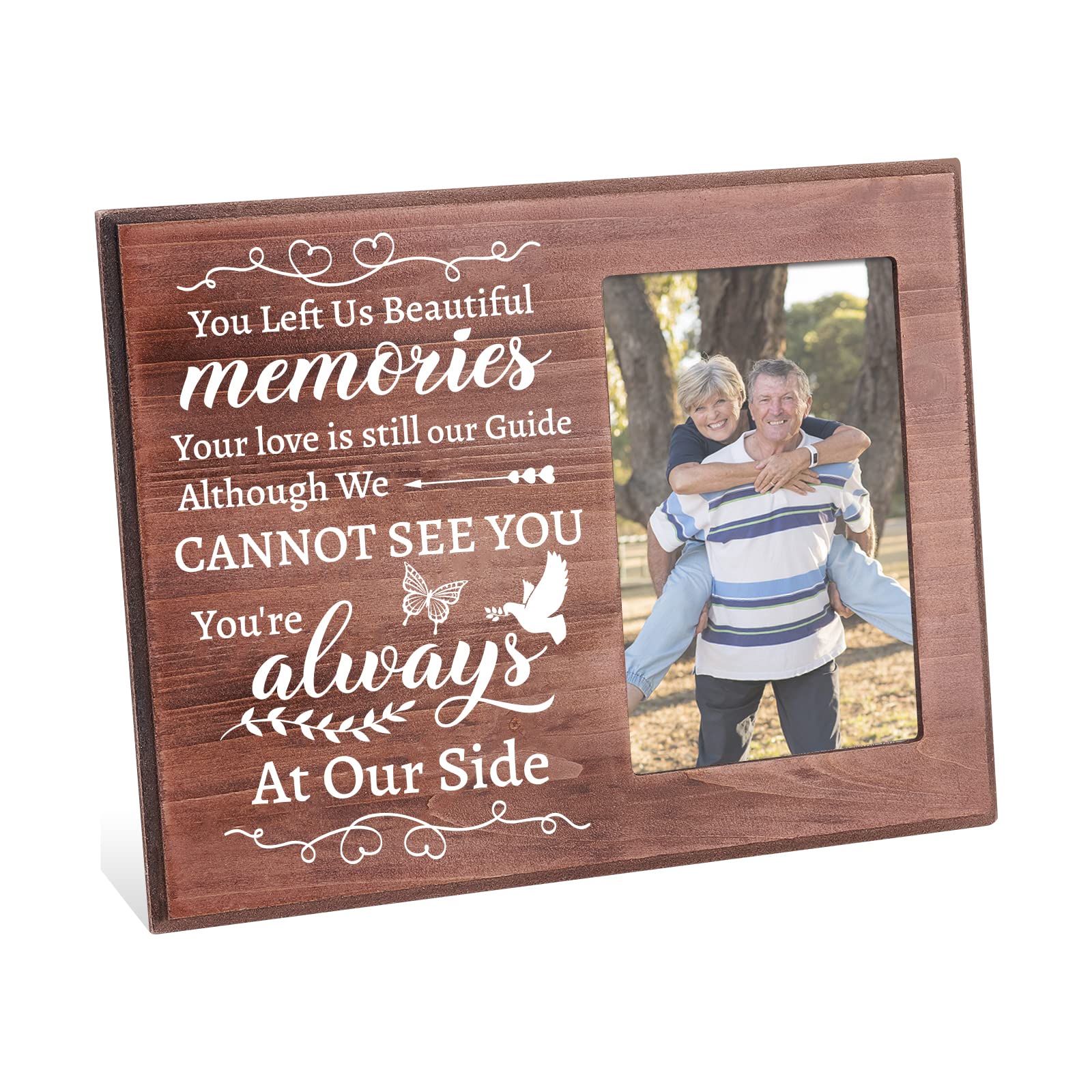FINGERINSPIRE You Left Us Beautiful Memories Picture Frame 15x10cm Sympathy Gifts Frames Memorial Photo Frame Bereavement Gifts Frame Wood Photo Frame for Loss of Mother, Father, Grandpa, Grandma