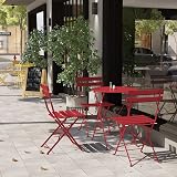 Grand patio 3-Piece Bistro Set Red, Folding Chairs Table, Weather-Resistant view 4