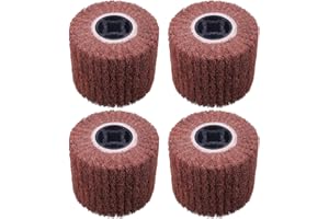 SHITIME 4.7" x 4" Non Woven Abrasive Drawing Wheel Surface Conditioning Tool, Abrasive Drum for Metal Polishing Paint, Rust, Oxidation - 3/4" Quad Keyway for Hand held Polishing Machine (4 Pack)