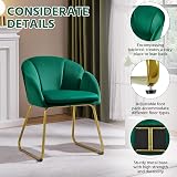 Yaheetech Velvet Tub Chair Vanity Chair with Golden Metal Legs Green view 7