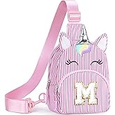 YOOLIFE Birthday Gifts for 2 3 4 5 6 7 8 Year Old Girl, Small Sling Bag Initial Fanny Pack for Little Girl Purse, Crossbody Bag for Sister Granddaughter, Pink (M)