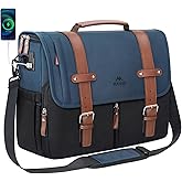 MATEIN Messenger Bag for School with USB Charging Port, Large Crossbody Satchel 15.6 inch Student College Laptop Bags with Shoulder Strap, Water Resistant Work Computer Briefcase for Office Commuting