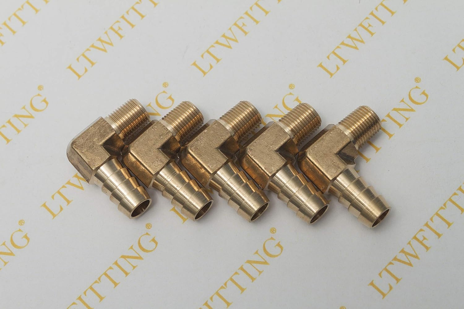 LTWFITTING 90 Deg Elbow Brass Barb Fitting 1/8-Inch Male BSPT x 3/8-Inch(10mm) ID Hose Fuel Boat Water (Pack of 5) - Image 3