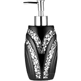 Zahari Home Sinatra Soap Dispenser/Lotion Pump Unique Design Bling Glass Mosaic D&eacute;cor, Black