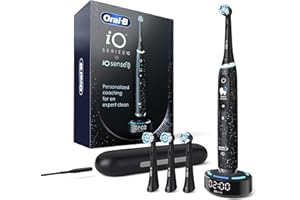Oral-B Power iO Series 10 Electric Toothbrush, Cosmic Black, iO10 Rechargeable Power Toothbrush with iO Sense Charger, 4 Brus