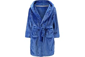 SGMWVB Boys Hooded Bathrobes Girls Soft Plush Fleece Robe Toddler Fuzzy Pajamas Kids Warm Sleepwear