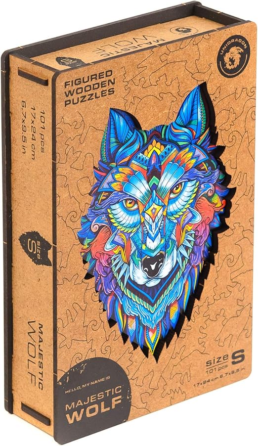 unidragon wooden jigsaw puzzle majestic wolf