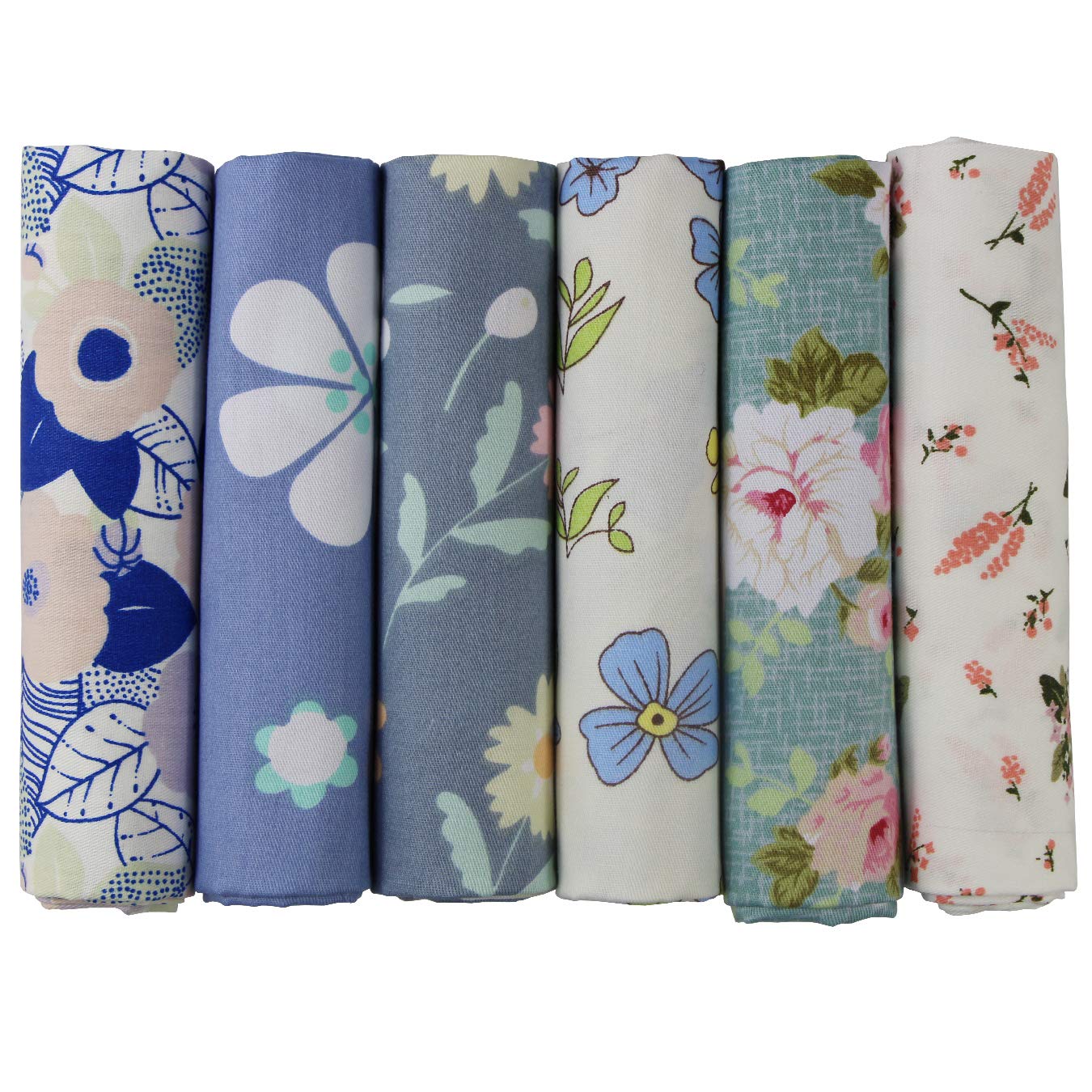 aufodara 6Pcs Cotton Fabric Bundle Squares 50x50cm, Pure Cotton Tissue, Stylish Patterns Home Cloth Bundles for Sewing Quilting Patchwork DIY Crafts (Multicolor-08)