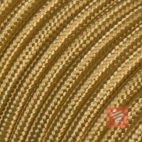 Textilkabel für Lampe, Stoffkabel 3-adrig (3x0,75mm²) * Made in Europe * Gold - 3 Meter