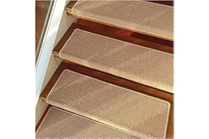 Self Adhesive Stair Treads Sisal Bullnose Carpet Runner for Wooden Steps Indoor,Non Slip Peel & Stick Edging Stair Rugs Mat S