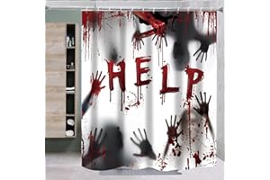 CINHOLL Halloween Shower Curtain Decorations 72x72 Inches Horror Bath Curtains Bloody Hands Decor for Party Home Bathroom with 12 Hooks