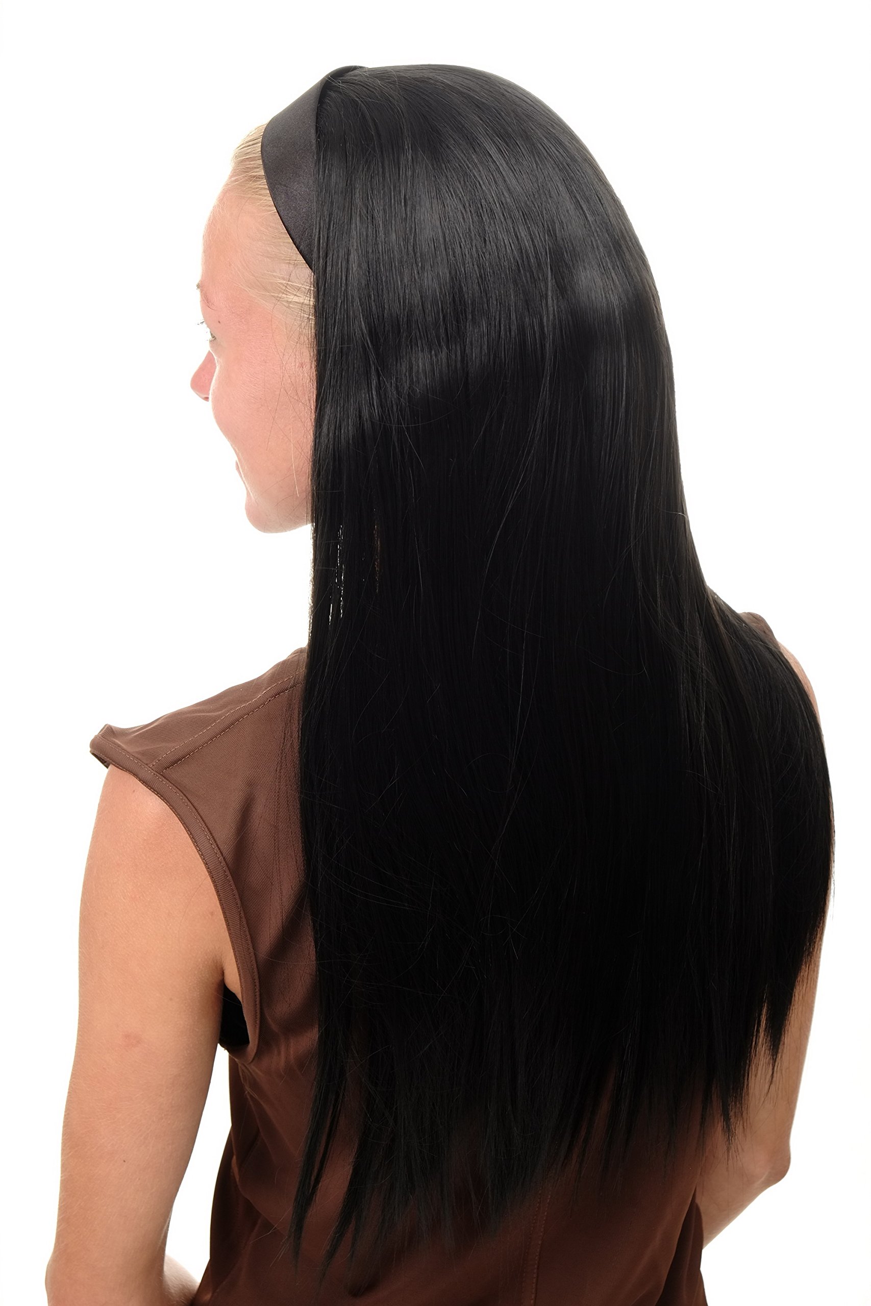 WIG ME UP - WH5040-1B Halfwig Hairpiece Extension with black hair hoop very long straight off black 25inch