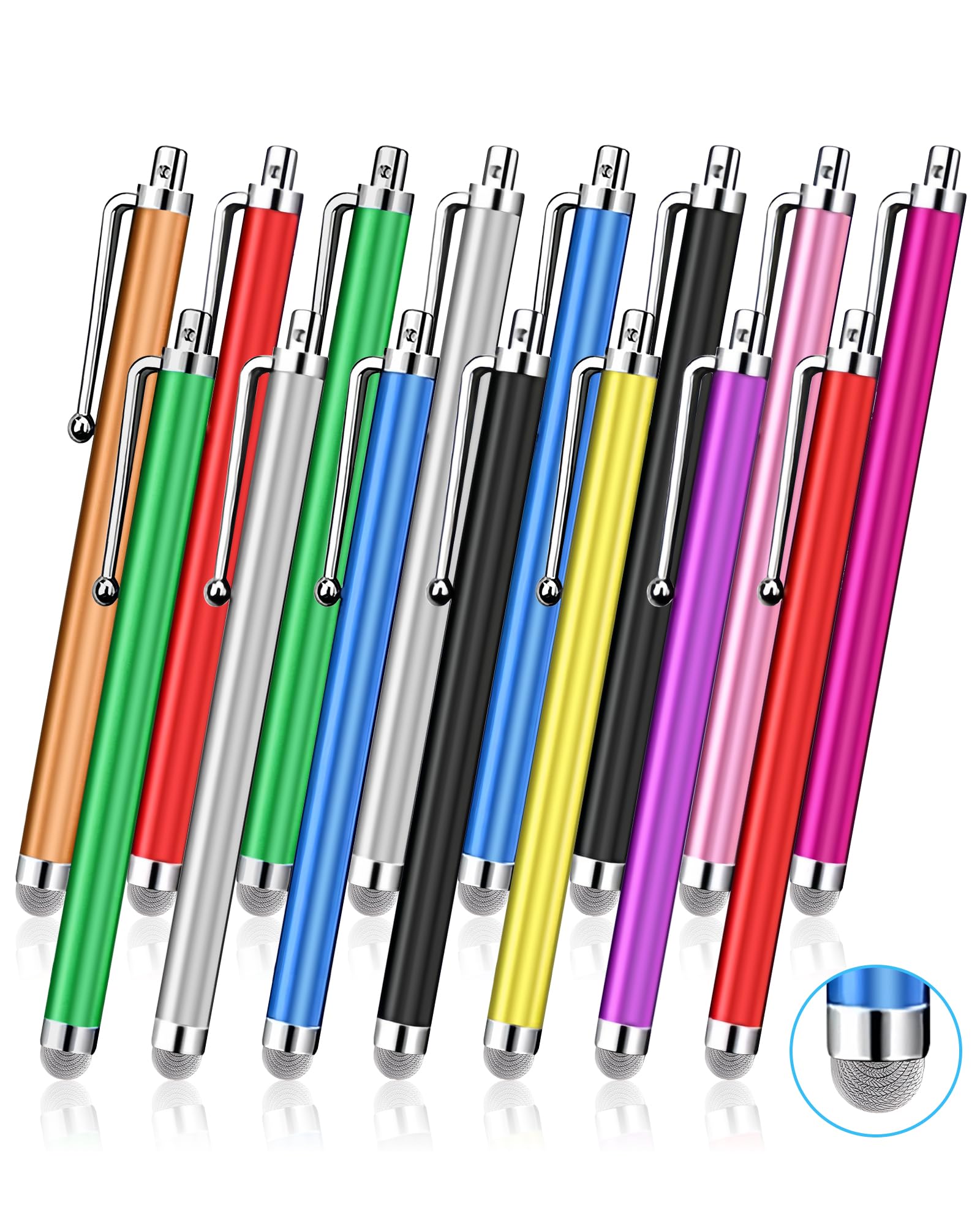 DAXINGXING 15 PCS Stylus Pen for Touchscreen,High Sensitivity Precision Stylus Pen with Durable Fiber Tip,Stylus Compatible for iPad/iPhone/Android Tablets and Touchscreen Devices,10 Colors