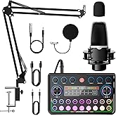 SINWE Podcast Equipment Bundle,Audio Interface with Studio Condenser Microphone for Smartphone & PC,Plug-and-Play Live Sound 
