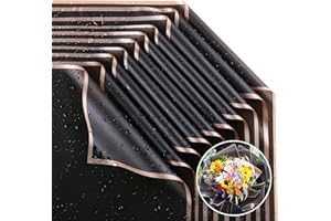 GLYINNHE 20 Sheet Gold Edge Flower Wrapping Paper, Black Florist Bouquet DIY Crafts Fresh Flower Bouquet Wrap Gift Box Packaging Material Florist Supplies,Waterproof Floral Wrapping,22.8*22.8 Inches