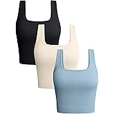 OQQ Women's 3 Piece Tank Tops Ribbed Seamless Workout Exercise Shirts 2025 Summer Basic Camis