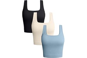 OQQ Women's 3 Piece Tank Tops Ribbed Seamless Workout Exercise Shirts 2025 Summer Basic Camis