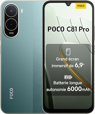POCO C81 Pro Smartphone 4+128 Go Batterie 6000mAh - Vert
