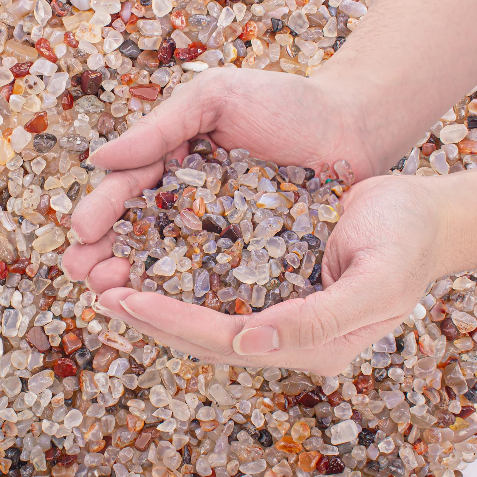 Photo 1 of EZEELAI Crystal Chips Polished Crushed Quartz Vase Filler, 0.88 Lb Irregular Shaped Aquarium Gravel Rocks Carnelian Tumbled Gemstones Pebbles for Aquarium, Vase Fillers, Succulent Plants Decor