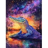 Kaliosy 5D Diamond Art Kits for Adults Crocodile by Number Kits, Diamond Painting Art Animal DIY Full Drill Crystal Craft Cross Stitch Embroidery Decoration (12x16 inch) 30x40 cm