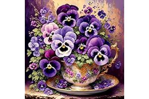 TAEYSCK Purple Flowers Stamped Cross Stitch Kits for Beginner, Easy Needlepoint Counted Cross Stitch Embroidery Kits for Adults, 11CT Dimensions Printed Counted Cross Stitch Patterns Arts Craft Kits