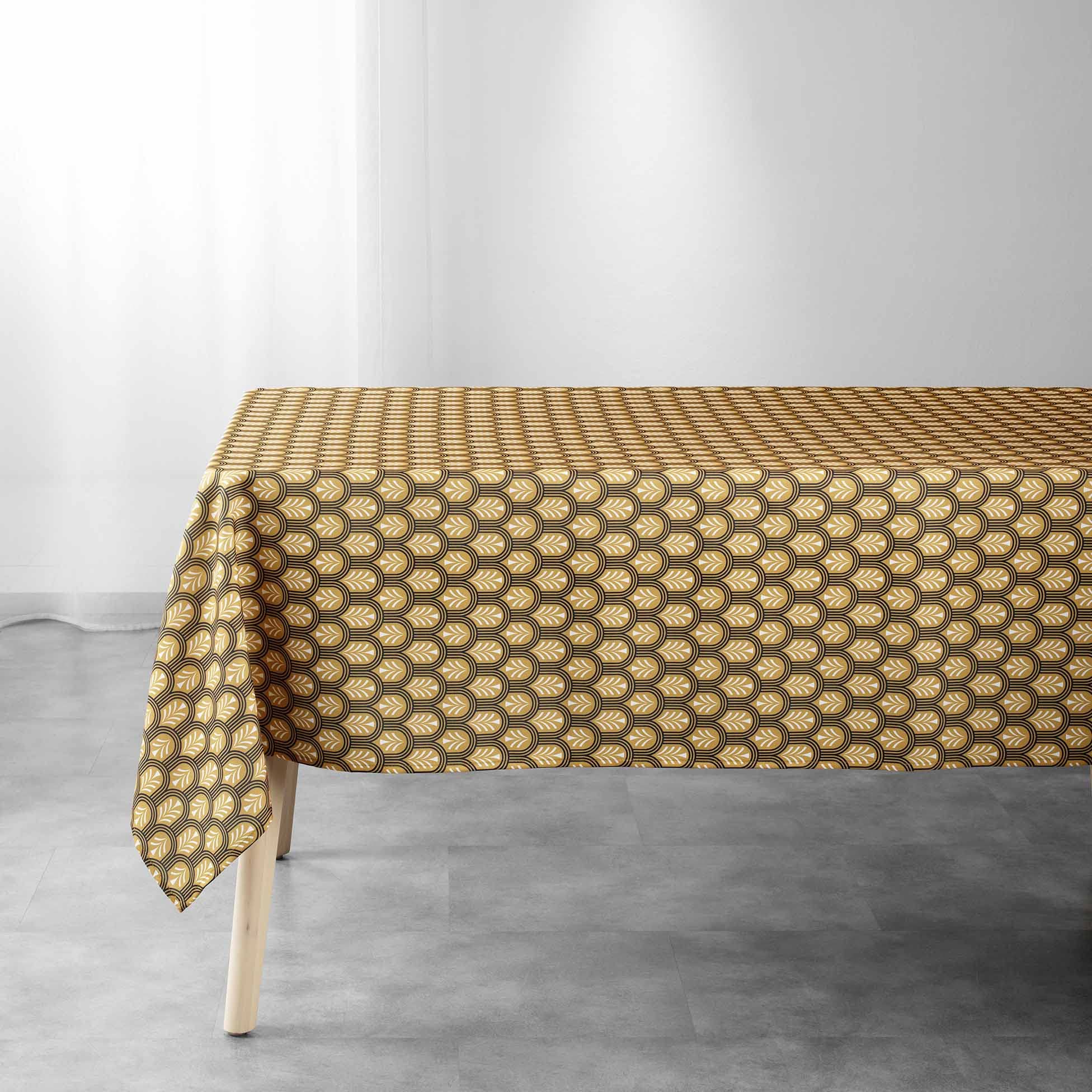 Douceur d'Intérieur, Manuela Rectangular Tablecloth 145 x 240 cm Yellow Polyester Printed