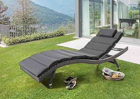 Amazon De Destiny Luxe Auflage Grau Keine Liege Wave Fur Gartenliege Kissen Polster Liegenauflage