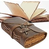 Wanderings Vintage Leather Journal - 4" x 6" - Small Antique Hand-Crafted Leather with Bound Old Fashioned Deckle Edge Paper 