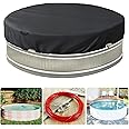 Bitubi 7-8 Ft Steel Round Stock Tank Pool Cover,Upgraded with Wire Rope & Winch Fixed Increase Stability(Black)