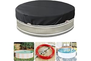 Bitubi 5-6 Ft Steel Round Stock Tank Pool Cover,Upgraded with Wire Rope & Winch Fixed Increase Stability(Black)