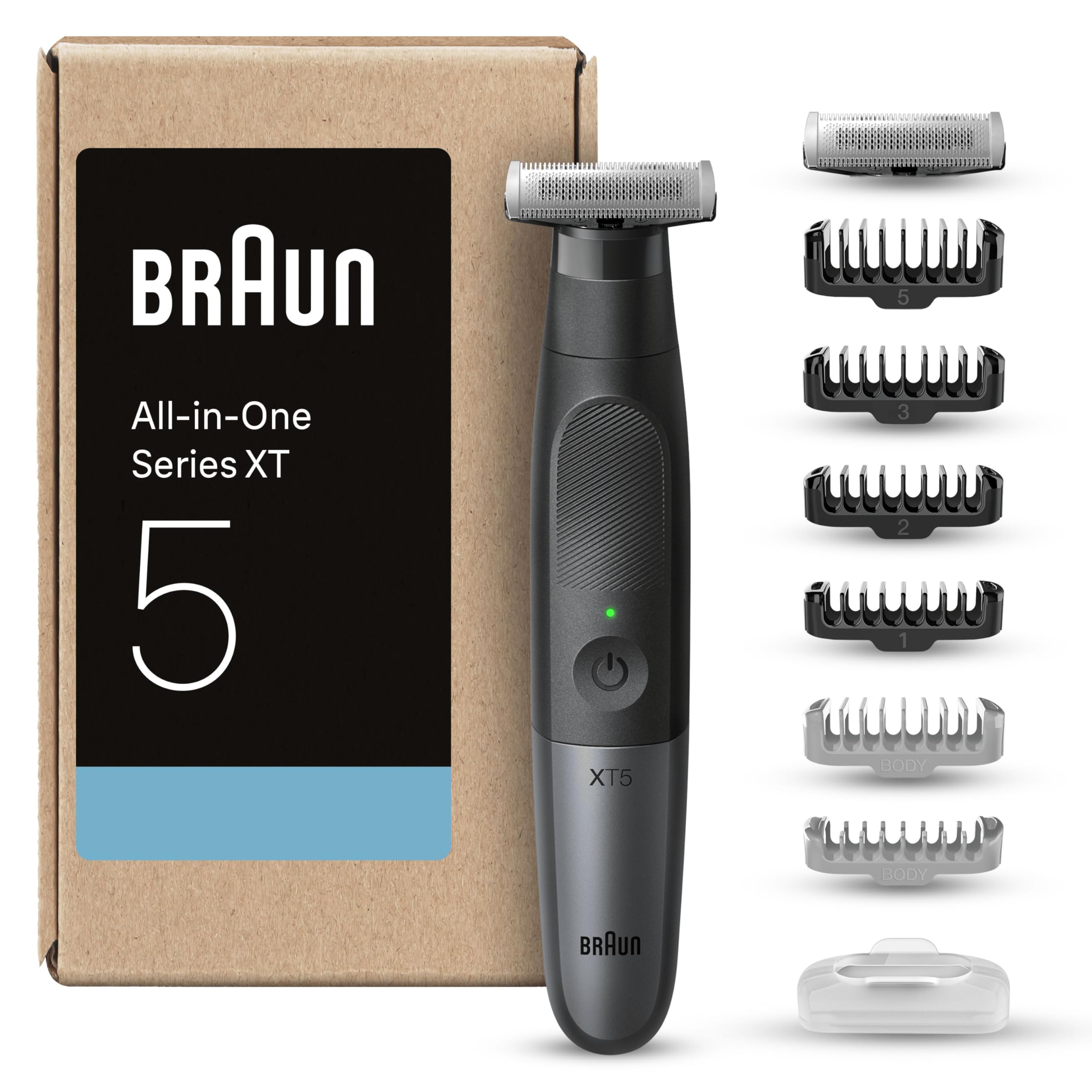 Braun Tondeuse Electrique Pour Homme Series X XT5270, Tondeuse Hybride A Barbe Et Rasoir Pour Le Corps, Lame 4D Innovante, Technologie SkinShield, Sabot Bidirectionnel, Tête Flexible