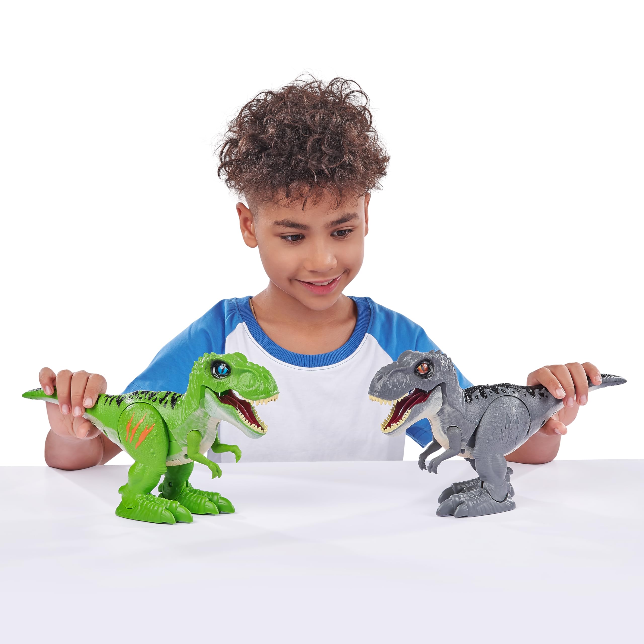 Robo Alive Attacking Grey T-Rex Battery-Powered Robotic Toy by Zuru, Dinosaur Toy, Gift for Boys 3 Years Old and Up