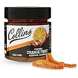 Collins Orange Peel Twist in Syrup | Popular Cocktail Garnish for Skinny Margarita, Martini, Mojito, Old Fashioned Drinks | P