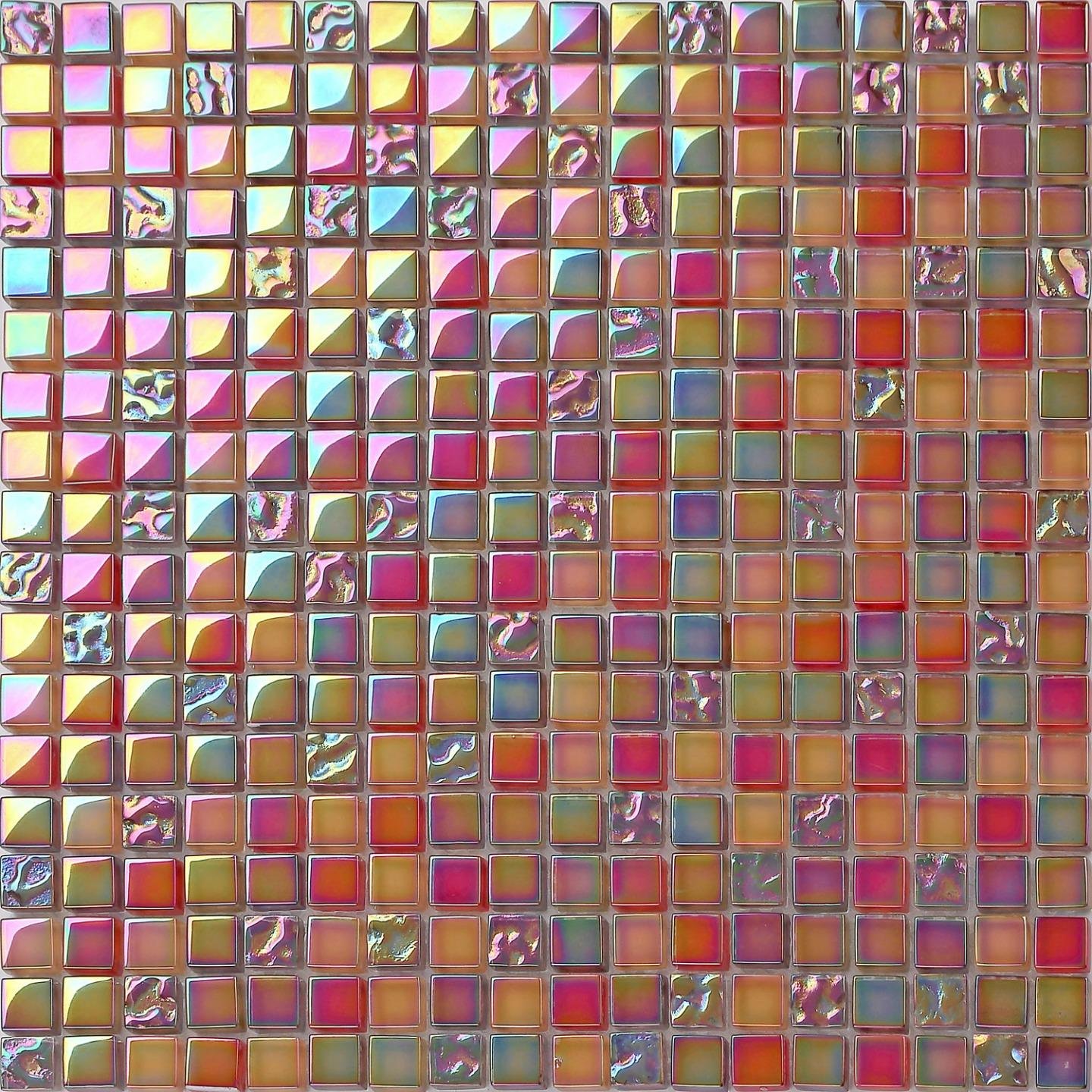 Red Orange Iridescent Glass Mosaic Tiles Sheets (MT0099) (1 Sheet