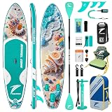 TIDETREK 11'/11'6" x 33"/34" x 6" Inflatable SUP Paddle Board – Extra-Wide, Stable Stand Up Paddle Board with Premium Full Accessory Set for Adults & Youth (Shell Whisper/Kayak Seat, 11'x33 x6)