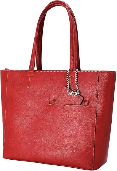 Amazon レディース トートバッグ サイズ 通勤 通学 ノートパソコン が 入る 本革 高級 レザー 調 大容量 軽量 パスケース付き プレゼント 黒色 赤色 茶色 カジュアル Nobile Jewels 定期入れ