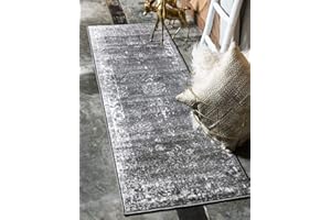 Unique Loom Sofia Collection Area Rug - Casino (2' x 6' 7" Runner, Dark Gray/ Ivory)