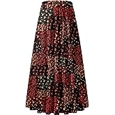 NASHALYLY Women's Chiffon Elastic High Waist Pleated A-Line Flared Maxi Skirts