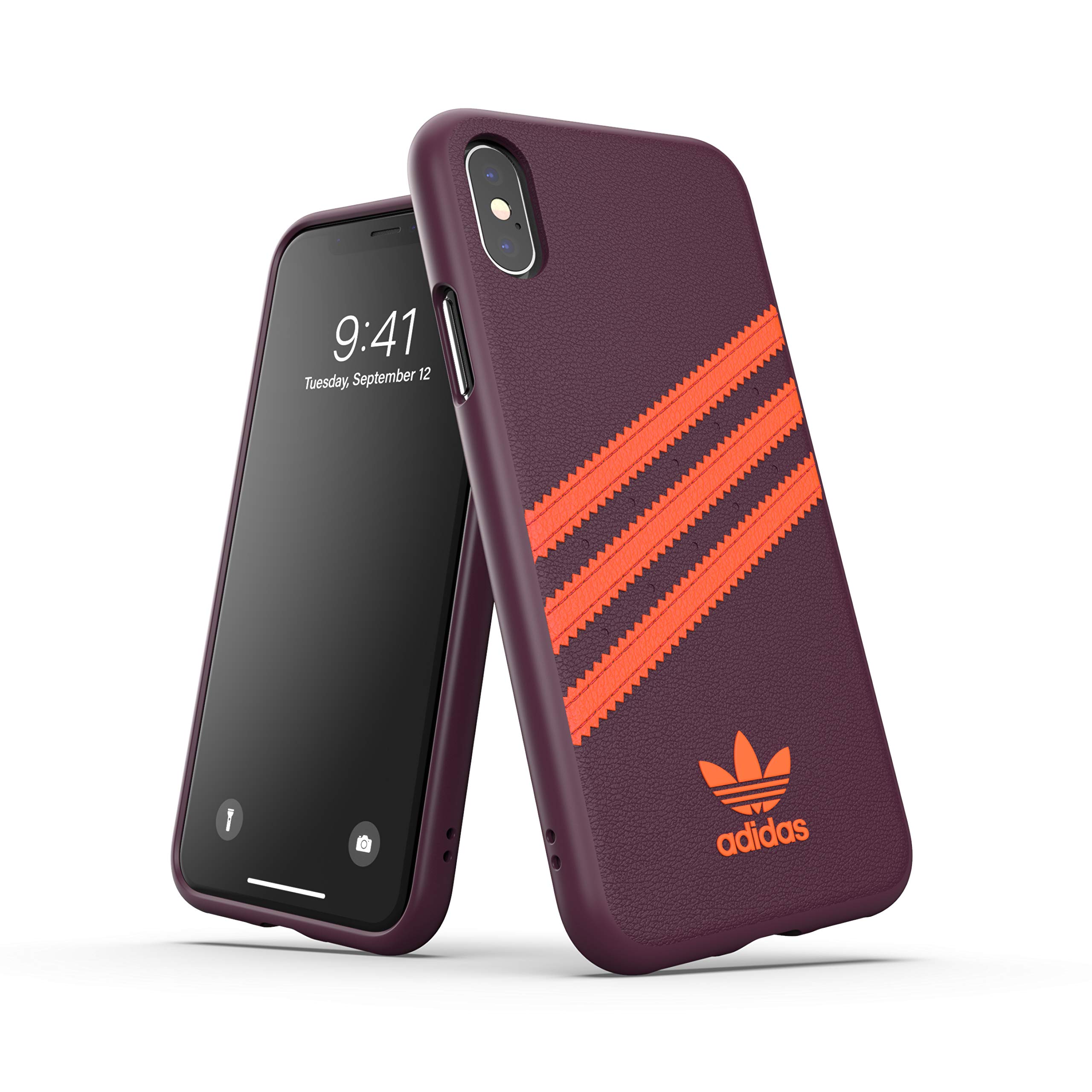 adidas Mobile Phone Case Designed for iPhone X Case, iPhone XS Case, Drop Tested Cases, Shockproof Raised Edges, Original Moulded Protective Case, Maroon and Orange